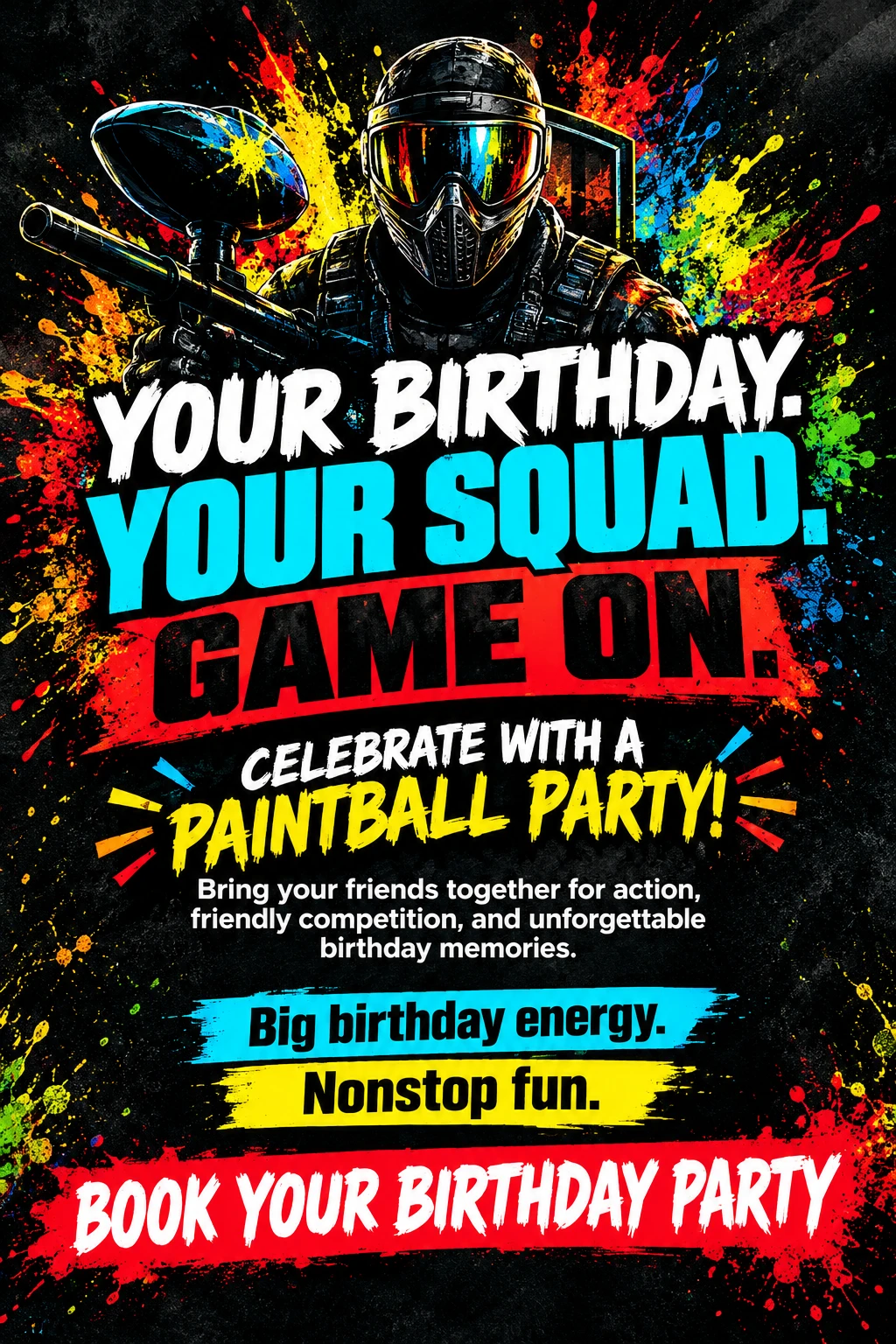 Your birthday. Your squad. Game on. Celebrate with a paintball party at inVINCibles